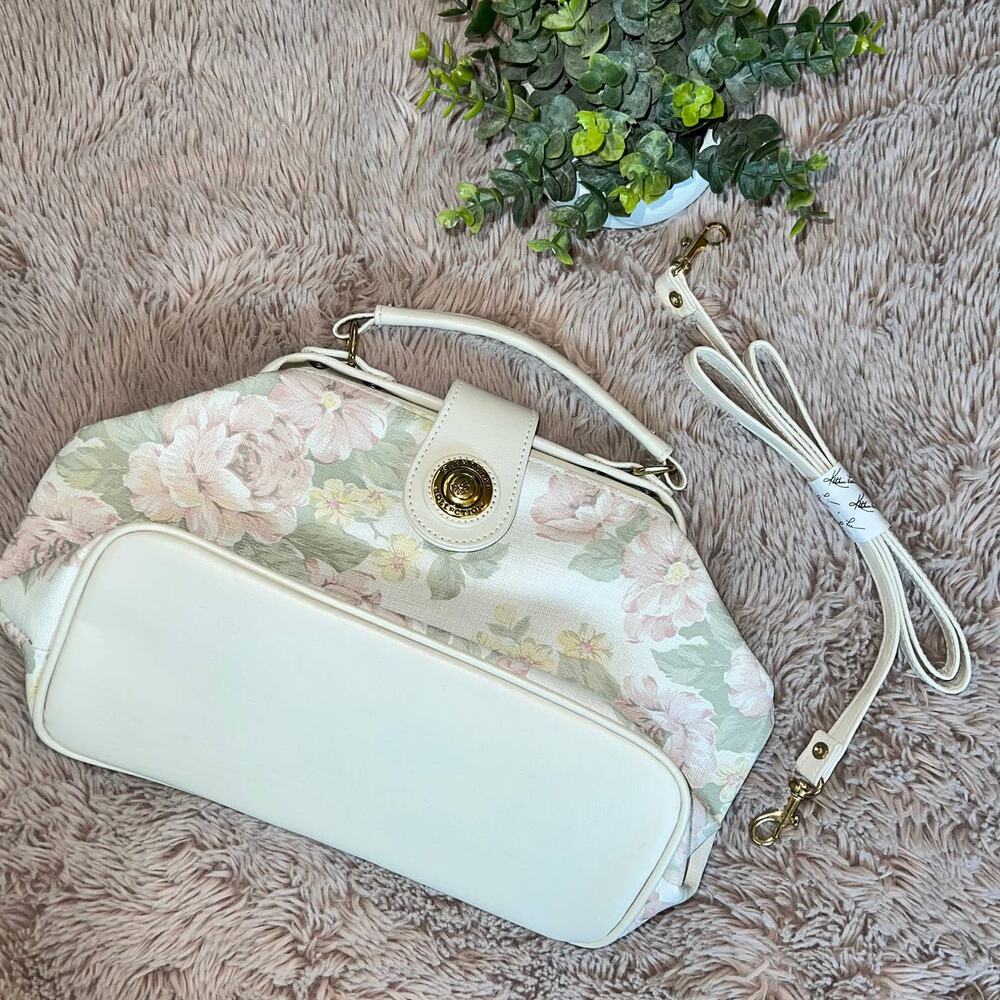 NWOT Kathie Lee Collection Vintage Pastel Floral Print Shoulder Purse - Picture 1 of 14